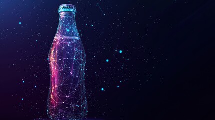 Beverage bottle in a digital and modern presentation with a cosmic galaxy