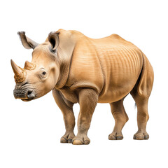 Obraz premium Realistic portrayal of a majestic rhinoceros standing confidently in a natural habitat, showcasing strength and beauty transparent background