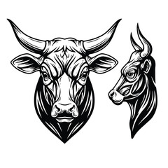 Cow head silhouette icon symbol. Vector illustration