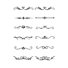 Fototapeta premium Wedding decorative elements. Divider ornament, borders, vintage line separators. Hand drawn vector illustration isolated on white background.gold ornament decorate frame border pattern Thai art 