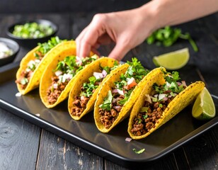 Delicious Beef Tacos On A Tray