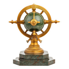 Obraz premium Elegant Antique Globe on Stand with Decorative Armillary Features and Green Marble Base for Home Decor or Office Display transparent background