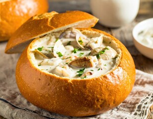 Creamy Clam Chowder In A Bread Bowl