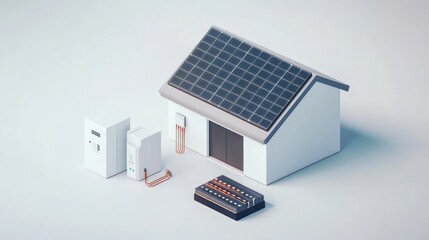 Conceptual depiction of a sustainable home powered by solar energy system