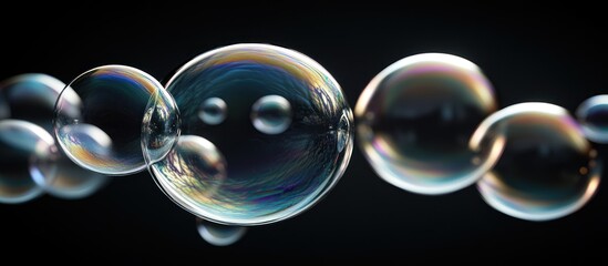 Iridescent Spheres: A Dance of Light and Transparency on Dark Background