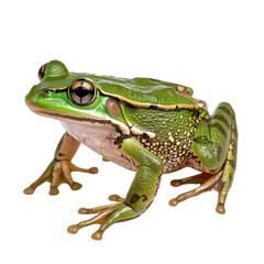 Obraz premium Close-up of a vibrant green tree frog perched on a branch in a lush natural environment showcasing its details and colors transparent background
