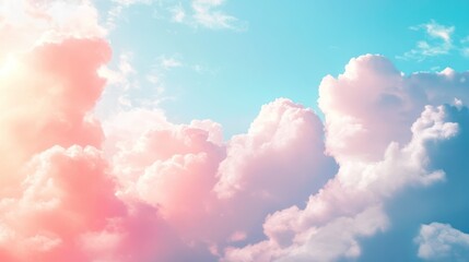 Dreamy pastel sky with fluffy clouds offering a sense of peace and tranquility