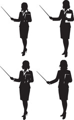 Female Teacher Holding Pointer Stick Cartoon silhouette