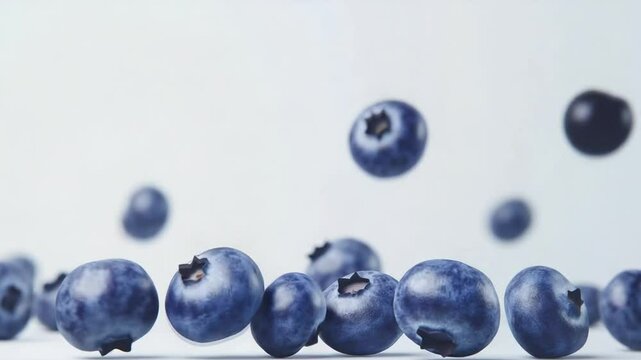 Falling blueberry isolated on white background high quality mun k super realistic highly detailed