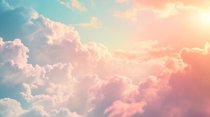 Dreamy cloudscape with pastel hues evoking tranquility and ethereal beauty