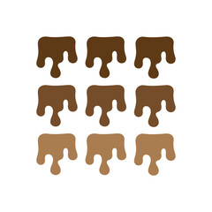 Nine Chocolate Dripping Shapes in Various Shades of Brown