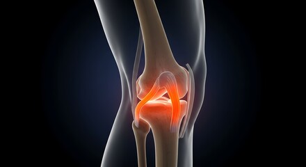Human Knee Joint Anatomy with Inflammation Highlight