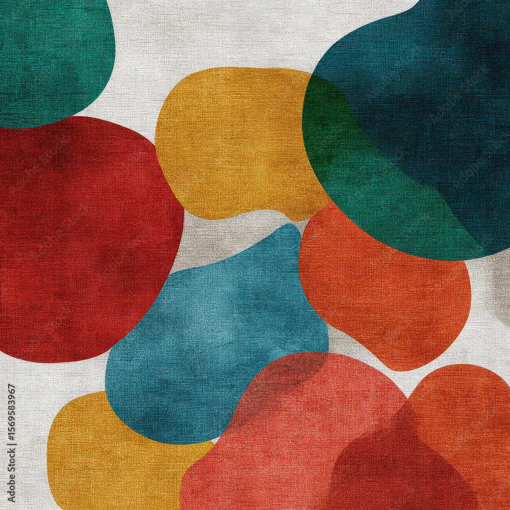 Poster abstract geometric pattern of colorful blobs on textured background for creative and modern designs
