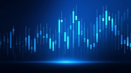 Abstract blue candlestick chart representing financial trading data with glowing effects on a dark background. Concept of stock market, investment and financial analytics
- Powered by Adobe