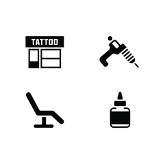 Tattoo parlor icons set, simple style Pro Vector
