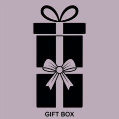 Black Gift Box Silhouette. Elegant Gift Box Vector Icons – Wrapped Present Clipart with Ribbons for Holidays and Celebrations. Gift Box, Silhouette, Vector Icons, Clipart, Ribbons, Hearts, Celebration