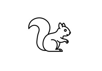 A simple line drawing of a squirrel standing on its hind legs with a bushy tail on a white background