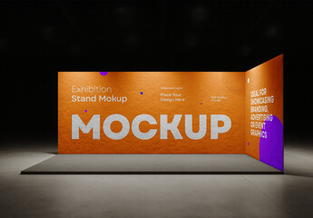 Exhibition Stand Mockup with Spotlight &ndash; Ideal Scene for Event Branding, Trade Shows or Visual Presentations
