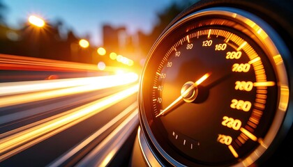 High Speed Car Dashboard At Night