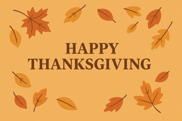 Autumn leaves framing happy thanksgiving greeting fall