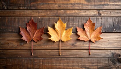 Autumn Maple Leaves On Wooden Background