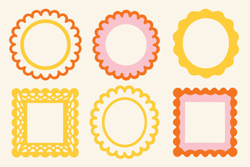 Set of decorative frames in vibrant colors for crafting and design