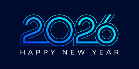 2026 Happy New Year design vector illustration. Unique 2026 logo design template. In blue color