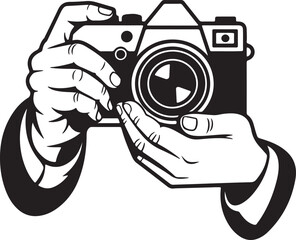 Hands holding vintage camera silhouette photography