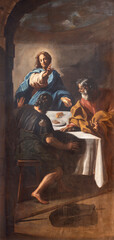 Fototapeta premium Assisi - The painting of Jesus and the disciples of Emaus in Cathedral San Rufino by Giovanni Andrea Carlone (1639 – 1697).