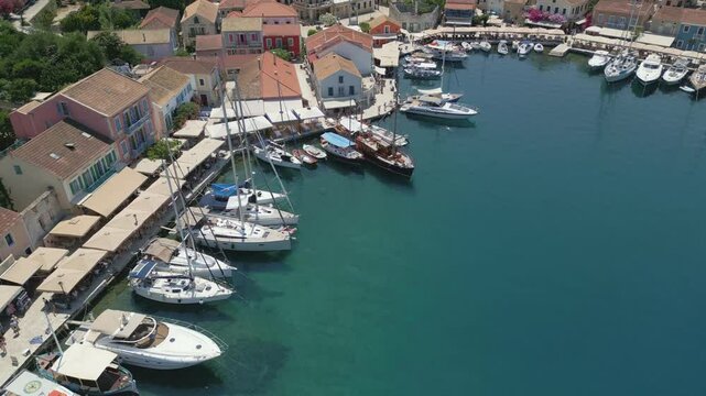 Aerial Footage of Fiskardo Village in Kefalonia, Greece