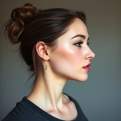 Fototapeta premium Stunningly beautiful and attractive girl. Profile view.