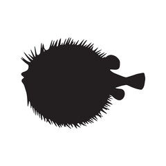 Puffer Fish Silhouette Icon Vector Spiky Blowfish Graphic
