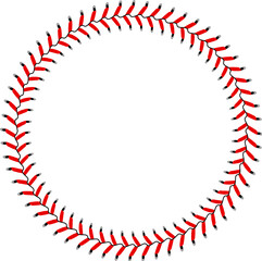 Abstract Circle frame made from red baseball stitch details. Vector illustration on white