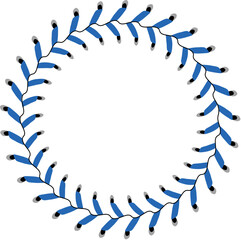 Abstract Circle frame made from blue baseball stitch details. Vector illustration on white
