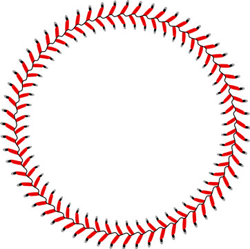 Abstract Circle frame made from red baseball stitch details. Vector illustration on white