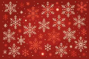 Christmas background red with snowflakes. Winter holiday pattern. Festive New Year graphic. Decorative seasonal design. Greeting card, banner, poster, wrapping paper design.