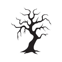 Bare Tree Silhouette Icon Leafless Branches Vector Illustration