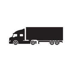 Truck Trailer Silhouette Icon Cargo Transport Vehicle Vector