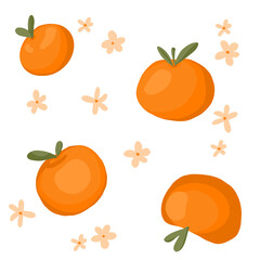 Hand-Drawn Oranges and Blossoms PNG – Citrus Clipart for Crafts & Patterns