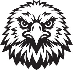 Majestic Eagle Silhouette Vector in Black and White | Wildlife Art Print