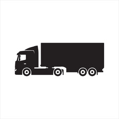 Truck Trailer Silhouette Icon Cargo Transport Vehicle Vector