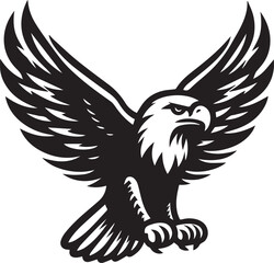 Majestic Eagle Silhouette Vector in Black and White | Wildlife Art Print