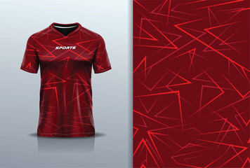 Sport jersey design template mockup sharp line for football soccer, running, esports, red maroon color © Nimpuna O