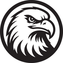 Majestic Eagle Silhouette Vector in Black and White | Wildlife Art Print