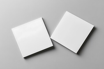 Two Blank White Square Cards on a Gray Backdrop with Elegant Shadow Overlay