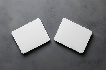 Two White Cards with Rounded Corners on Dark Gray Textured Background Mockup