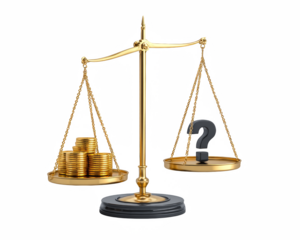 Scales of justice with dollar money symbol representing law and financial balance