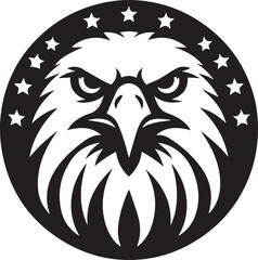 Majestic Eagle Silhouette Vector in Black and White | Wildlife Art Print