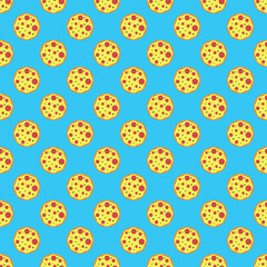 Seamless Pattern of Pizza Illustration.