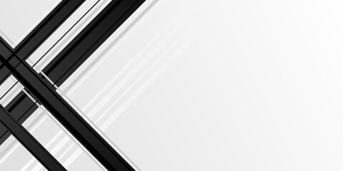 Minimalist black white gradient abstract background. Vector style minimal geometric dynamic shapes with lines modern in graphic. geometric shapes and blank copy space for text. 